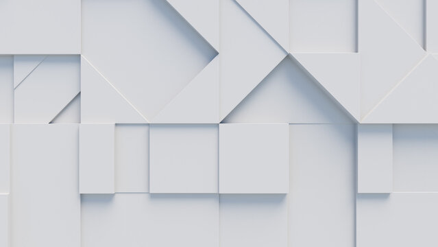Abstract wallpaper made of White 3D Shapes. Tech 3D Render .