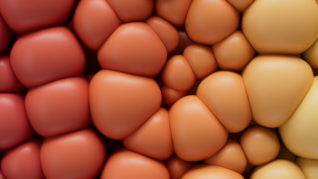 Abstract wallpaper made of Orange and Yellow 3D Balls. Multicolored 3D Render. 