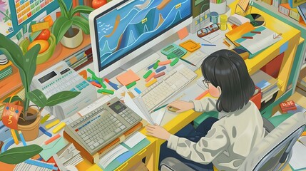 Professional Accounting Processor at work with modern tools and technology