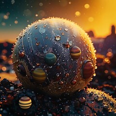 3d render, abstract background, 3d illustration, fantasy planet