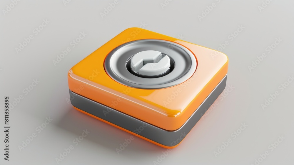 Poster orange-gray power toggle button in 3d style. ai generative.
