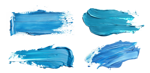 Artistic Blue Paint Strokes on Transparent Background - Creative Expression