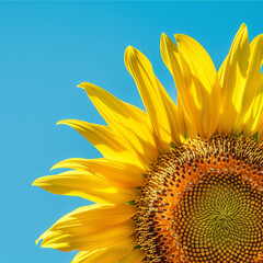 Naklejka premium Vibrant sunflower against a clear blue sky