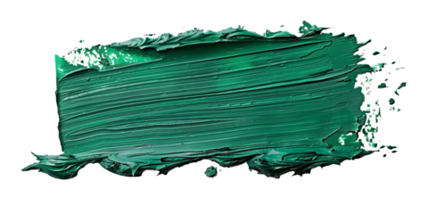 Thick Emerald Green Acrylic Paint Smudge on Transparent Background - Lush Texture