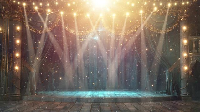 Fairy Tale Hall: Illuminated Circus Stage - Cinematic Excellence: 3D Theater Podium for Competition Winners	
