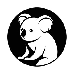 Koala Side View Icon Draw Your Own Circle Logo Vector