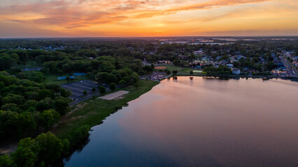 Aerial Sunset in Jamesburg New Jersey 