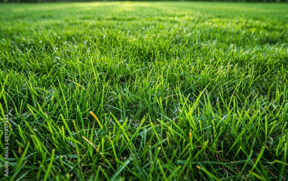 Poster a large, lush green field with no visible objects. the field is open and unoccupied, giving it a pea