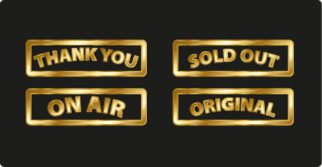Gold Gradient with Bright Glow Frame Thank you sold out on air lettering button