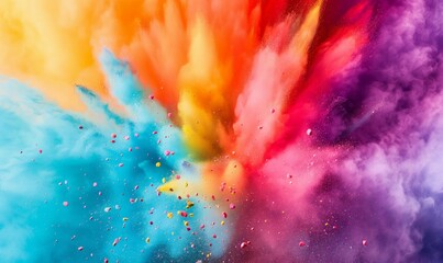 Colorful vibrant rainbow paint color powder explosion with bright colors