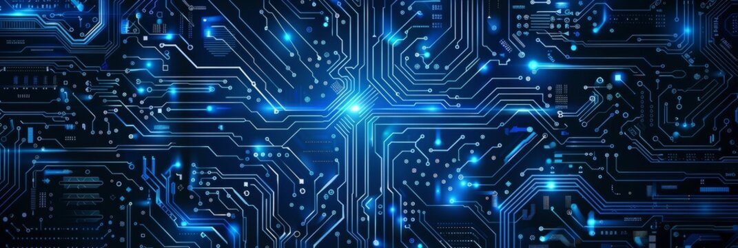 Abstract blue circuitry background for tech visuals