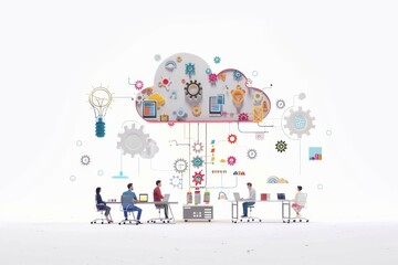 Teams use hybrid cloud and laptops for streaming digital teamwork within interactive, interdisciplinary online coworking collaborations in real time.