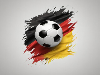 soccerball on German country flag, white background, Generative Ai