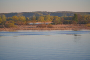 Landscape of the Volga River at sunset