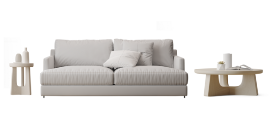 White sofa in modern style isolated PNG
