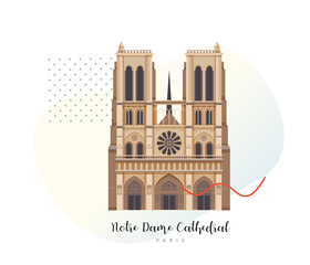 Notre Dame Cathedral - Paris - Stock Illustration - obrazy, fototapety, plakaty