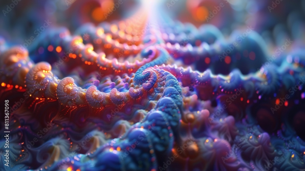 Poster a close up of a colorful swirl pattern on the surface, ai