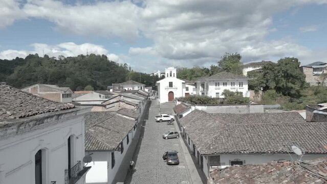 From the sky with drone POPAYAN, is a small town in  Colombia close to cali, cit of white colonial buildings, full of story and beautiness. 
History, main church, rock streets, and antique lifestyle. 