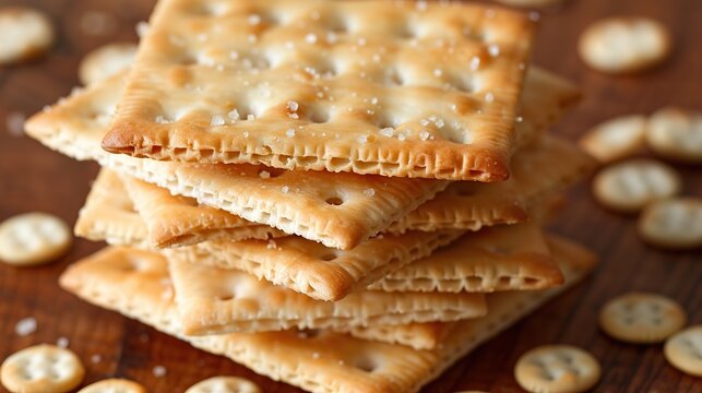 Original saltines cracker lies on market. Generative Ai