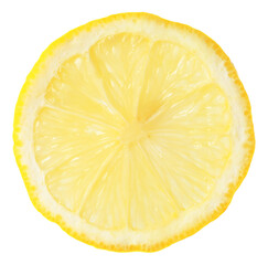 Citrus fruit. Slice of fresh ripe lemon isolated on white