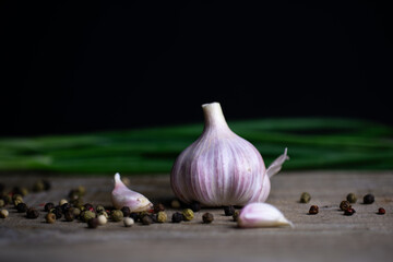 Spicy vegetables on the wooden table