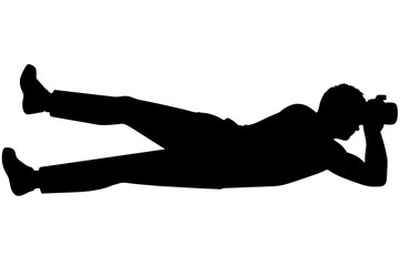 Cameraman filming silhouette vector illustration