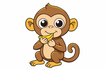 monkey eat a banana vector illustration 