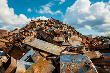 Large Pile of Metal Scrap Ready for Recycling