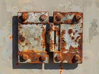 Worn by Time: A Rusty Hinge's Story Against a Minimalist Backdrop