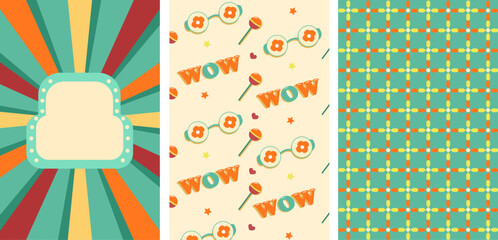 set of 90s backgrounds, 80s retro elements, vector illustration