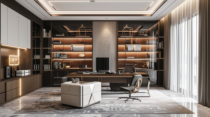 photo of a super modern homeoffice, office in private home