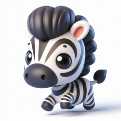 Naklejka premium 3D funny zebra cartoon on white background