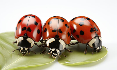 Fototapeta premium Ladybugs on a white background.