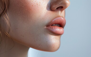 Close-up of jawline and neck, highlighting smooth skin and subtle shadows.