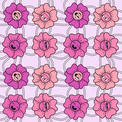 Cartoon flower seamless pattern for wrapping paper and fabrics and linens and kids clothes print