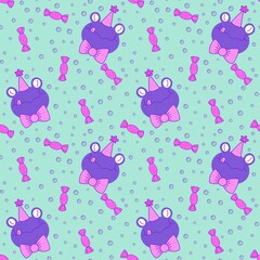 Cartoon animals seamless frogs pattern for wrapping paper and fabrics and kids