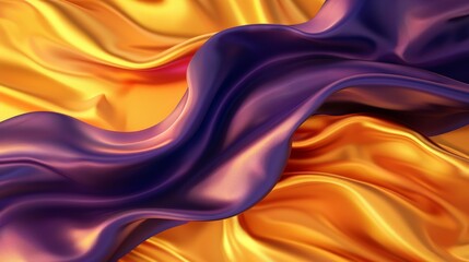 Abstract background with colorful golden satin cloth waves - obrazy, fototapety, plakaty