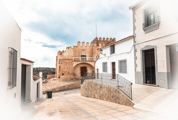 the medieval castle of Valencia del Ventoso, comarca of Zafra - Rio Bodion, province of Badajoz,...