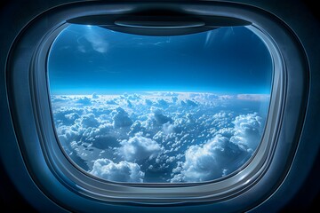 Fototapeta premium Airplane window cloudscape.