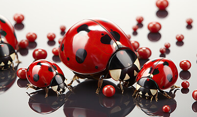 Ladybugs on a white background.
