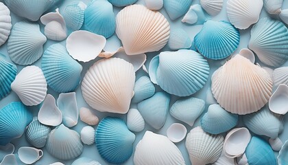 charming seashell background with lovely light blue color shells