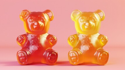 Colorful Jelly Gummy Bears, Delicious Fruit Candy for Kids, Sugar Marmalade Treats - obrazy, fototapety, plakaty