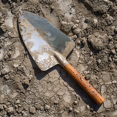 Trowel: Essential Agricultural and Construction Equipment, Captured in a High-Quality Stock Raster Image. - obrazy, fototapety, plakaty