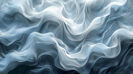 Obraz premium Mesmerizing Fluid Movements in a Serene Abstract Landscape of Ethereal Gray Tones