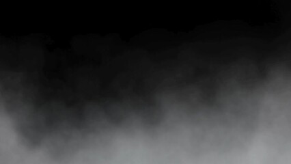 Slow motion of white smoke, fog, mist, smoke loop effect. Smoke Fog Animation on black background. Overlay perfect for compositing into your shots
