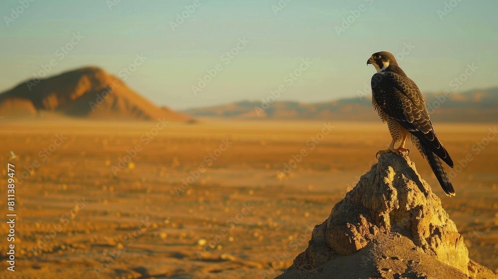 Canvas Prints Peregrine falcon perched in the Rajasthan salt lake desert