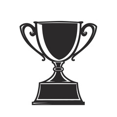 Winner trophy cup icon on black achievement award concept vector illustration