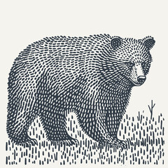 Bear. Vintage Woodcut dot engraving style vector illustration.