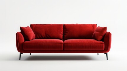 Modern dark red sofa on isolated white background. Furniture for the modern interior, minimalist design