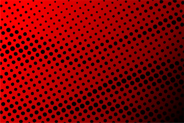Dotted halftone pattern on red black background. Abstract retro pop art texture for presentation, wallpaper, flyer, banner, poster, banner, brochure and more.